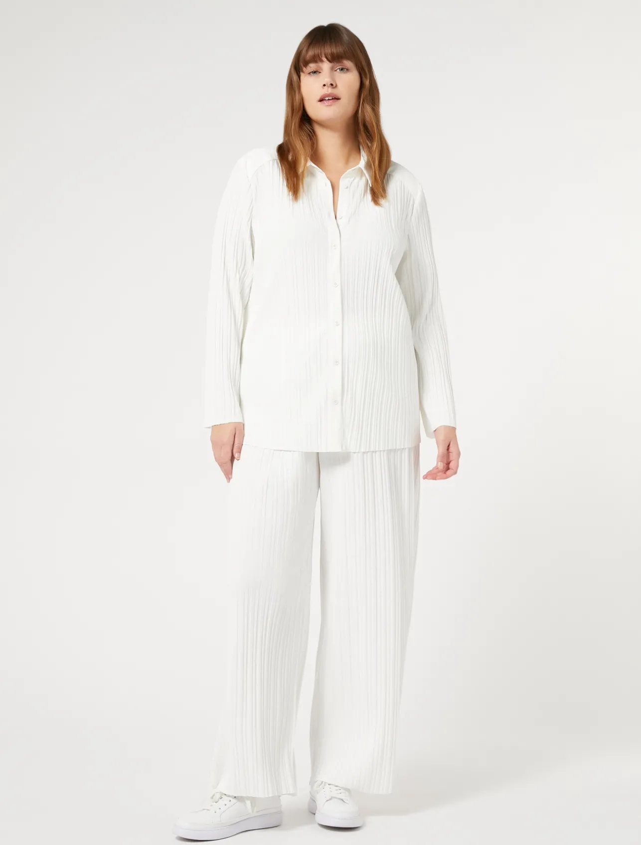 Online Marina Rinaldi Pleated jersey trousers WHITE