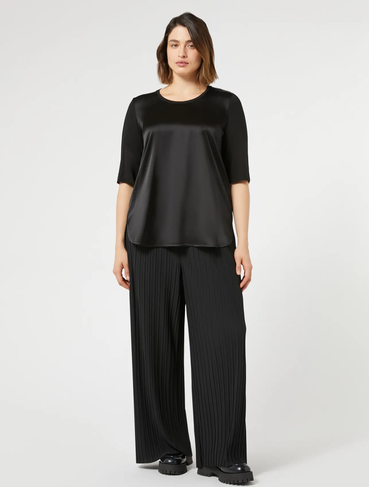 Hot Marina Rinaldi Pleated jersey trousers BLACK