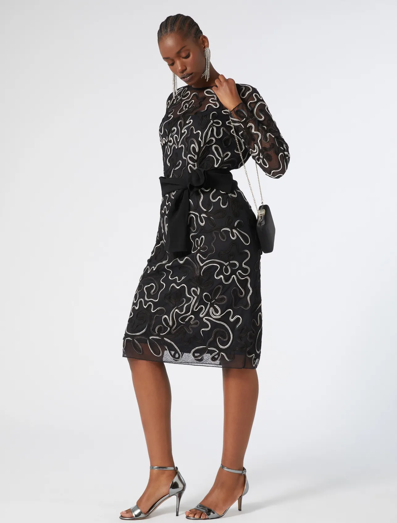 New Marina Rinaldi Plumetis tulle sheath dress BLACK