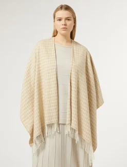 Fashion Marina Rinaldi Poncho in yarn-dyed fabric BEIGE