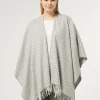 Discount Marina Rinaldi Poncho in yarn-dyed fabric MEDIUMGREY