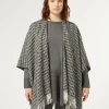 New Marina Rinaldi Poncho in yarn-dyed fabric BLACKWHITE