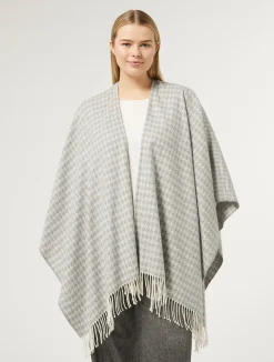 Discount Marina Rinaldi Poncho in yarn-dyed fabric MEDIUMGREY