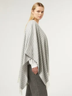 Discount Marina Rinaldi Poncho in yarn-dyed fabric MEDIUMGREY