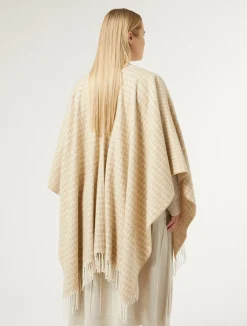 Fashion Marina Rinaldi Poncho in yarn-dyed fabric BEIGE
