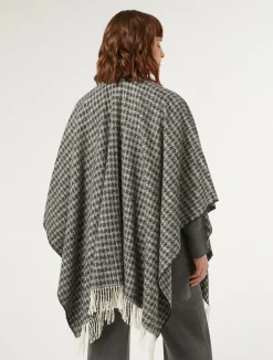 New Marina Rinaldi Poncho in yarn-dyed fabric BLACKWHITE