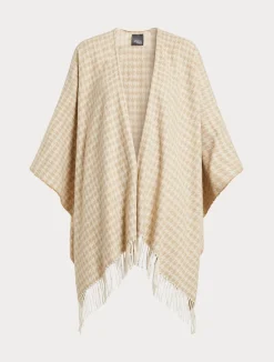 Fashion Marina Rinaldi Poncho in yarn-dyed fabric BEIGE