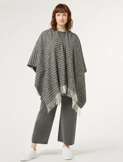New Marina Rinaldi Poncho in yarn-dyed fabric BLACKWHITE