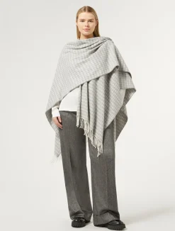 Discount Marina Rinaldi Poncho in yarn-dyed fabric MEDIUMGREY