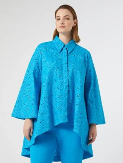Best Marina Rinaldi Poplin broderie anglaise shirt TURQUOISE