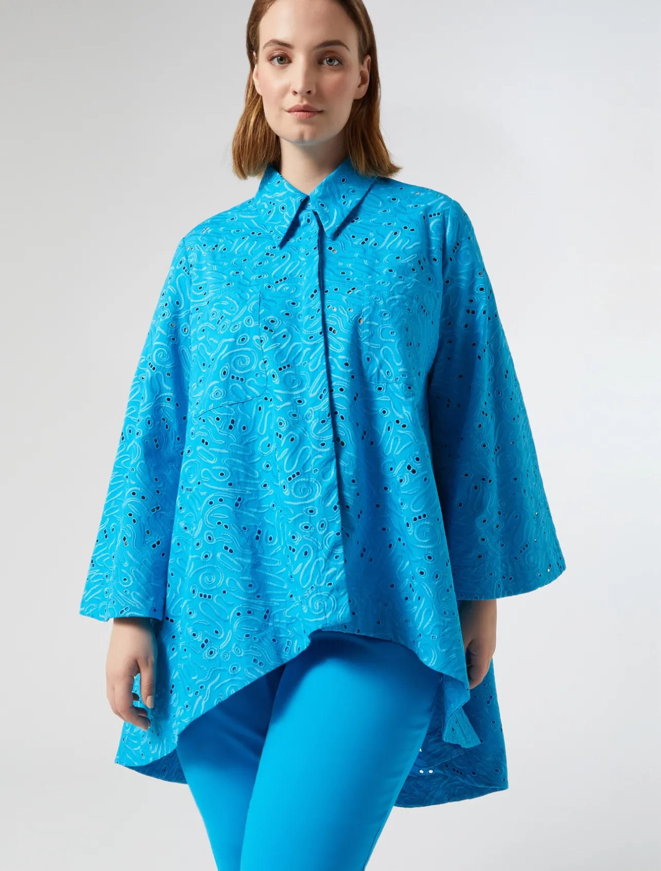 Best Marina Rinaldi Poplin broderie anglaise shirt TURQUOISE