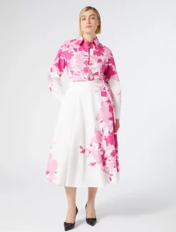 Outlet Marina Rinaldi Poplin print dress OPTICALWHITE