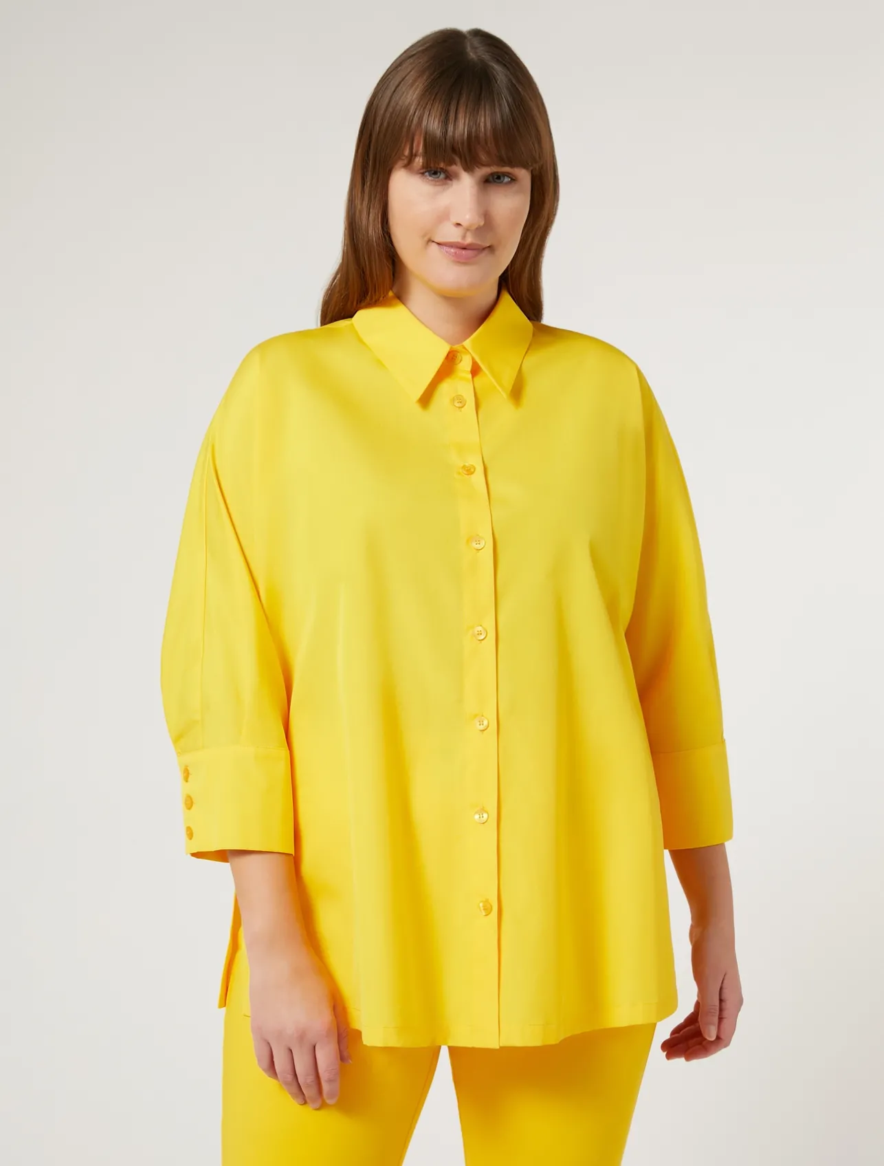 Outlet Marina Rinaldi Poplin shirt BRIGHTYELLOW
