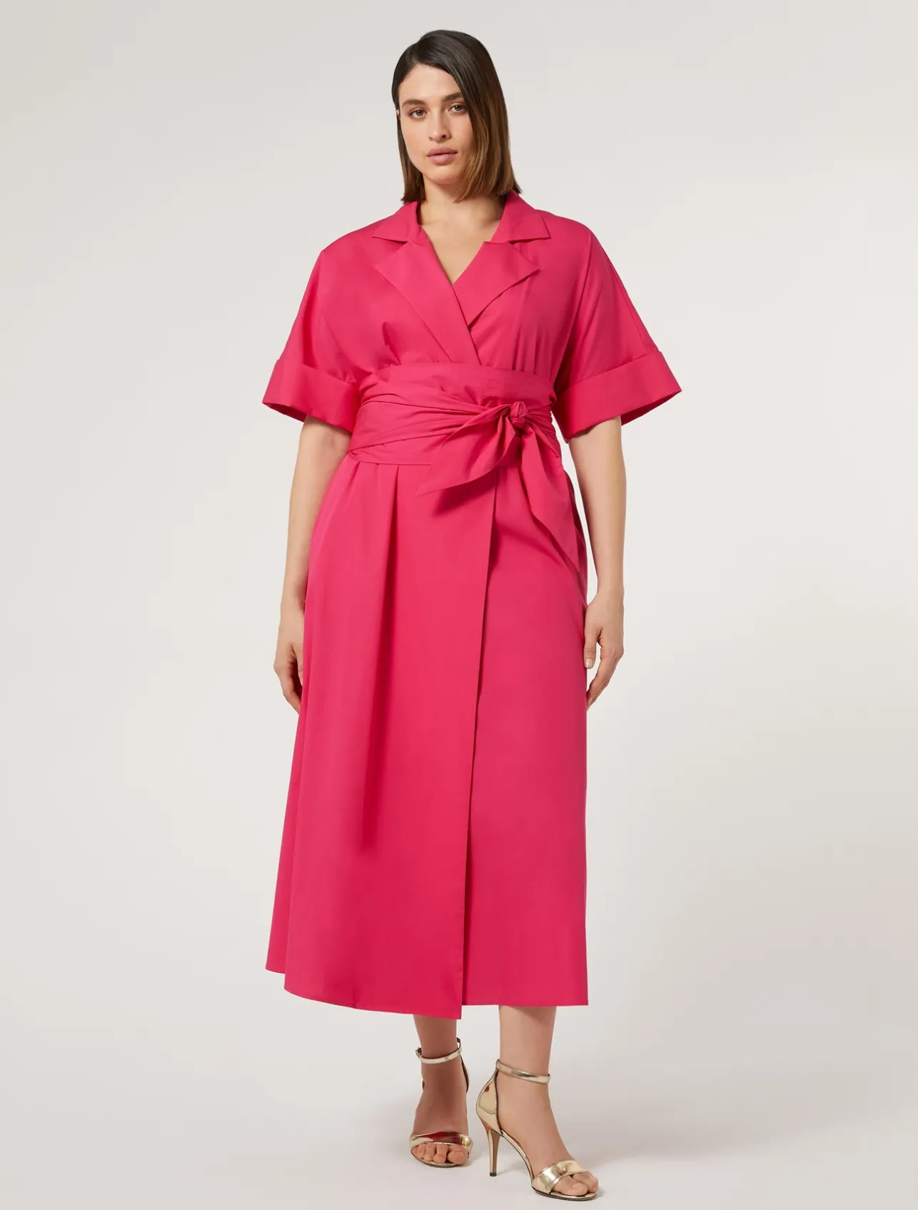 Outlet Marina Rinaldi Poplin shirt dress FUCHSIA