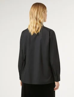 Outlet Marina Rinaldi Poplin shirt with rhinestones BLACK
