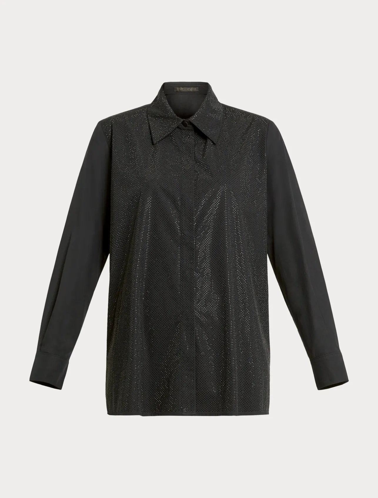 Outlet Marina Rinaldi Poplin shirt with rhinestones BLACK