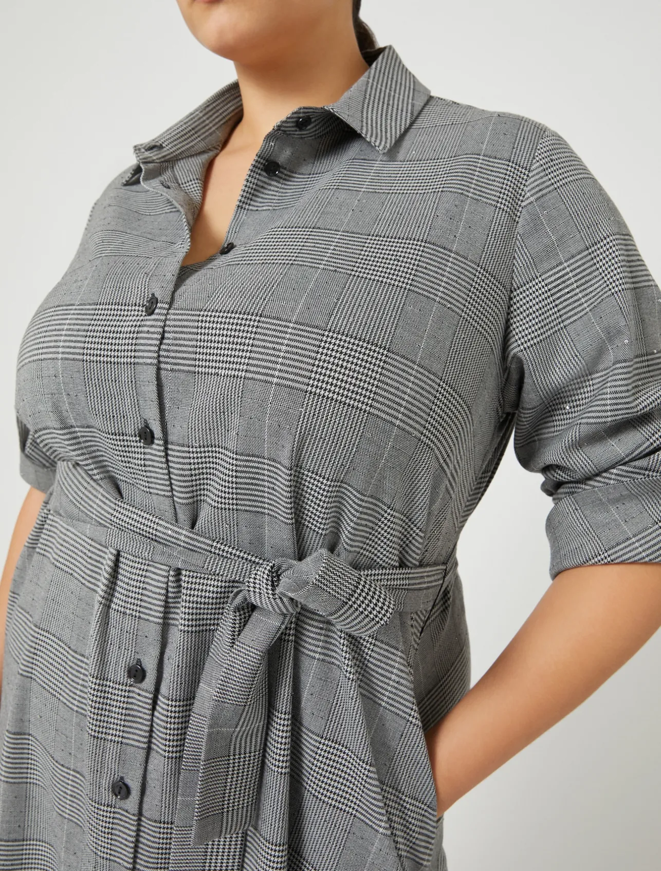 Hot Marina Rinaldi Prince of Wales check dress BLACK