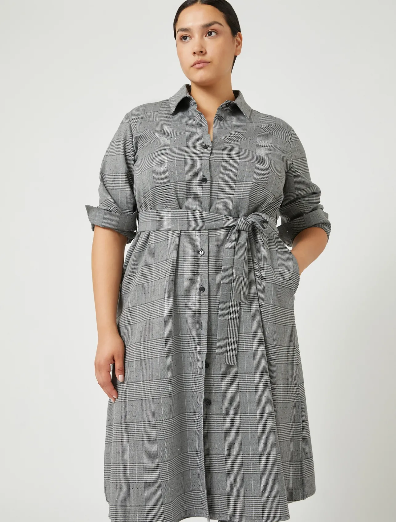 Hot Marina Rinaldi Prince of Wales check dress BLACK
