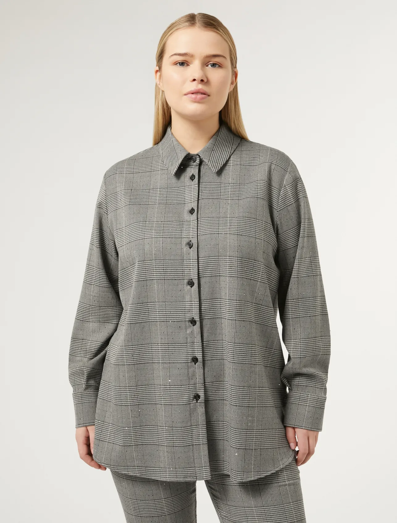 New Marina Rinaldi Prince of Wales check shirt BLACK