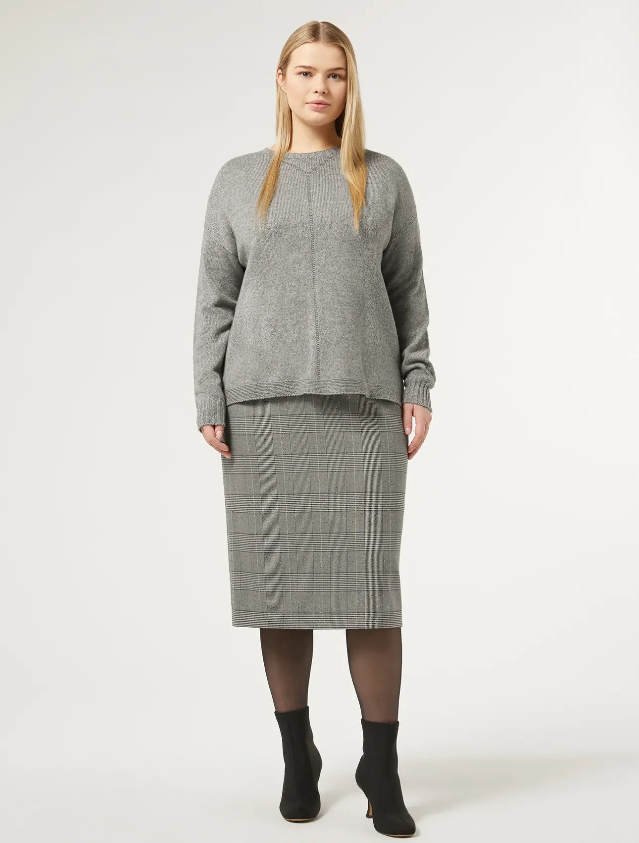 Clearance Marina Rinaldi Prince of Wales check skirt BLACK