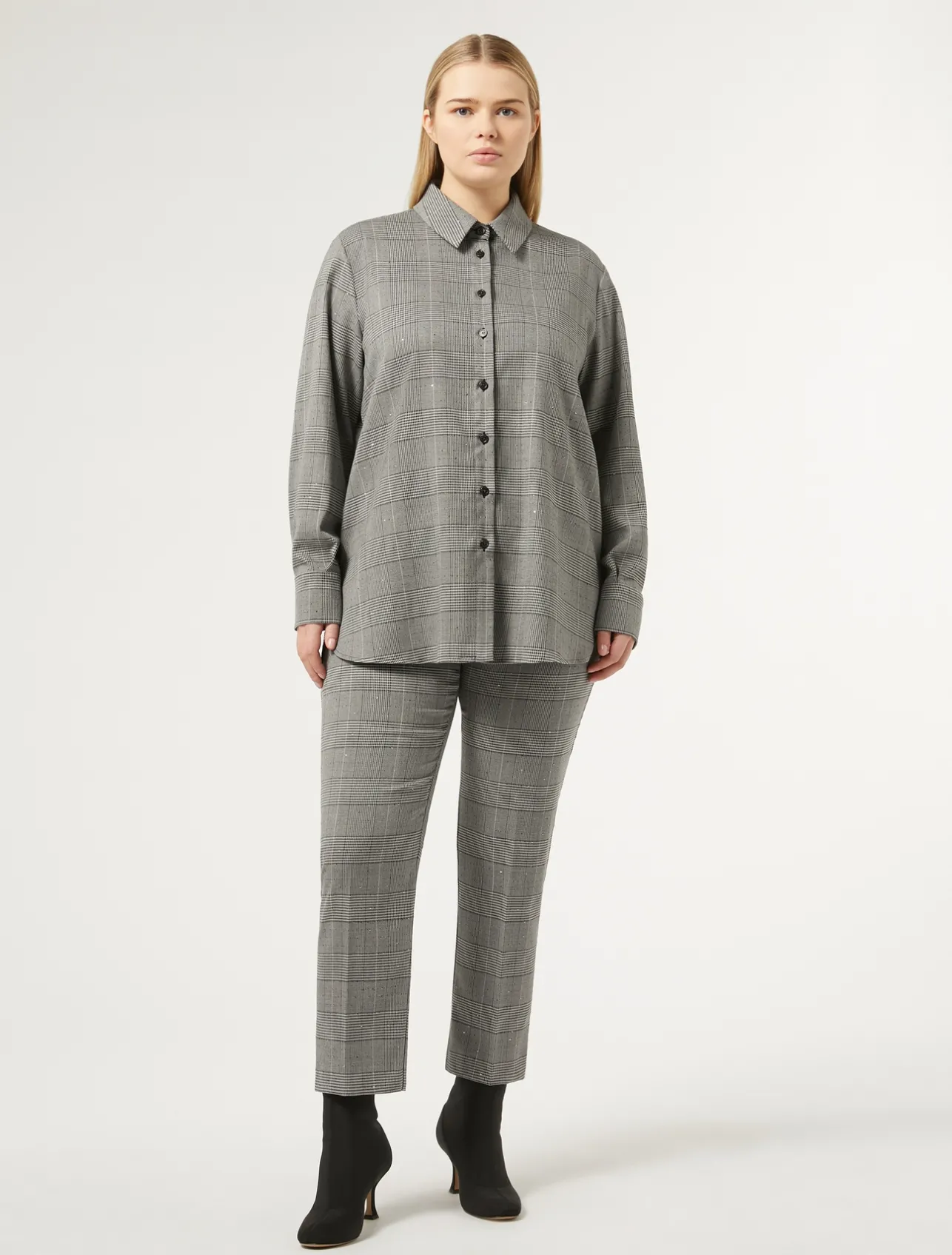 New Marina Rinaldi Prince of Wales trousers BLACK