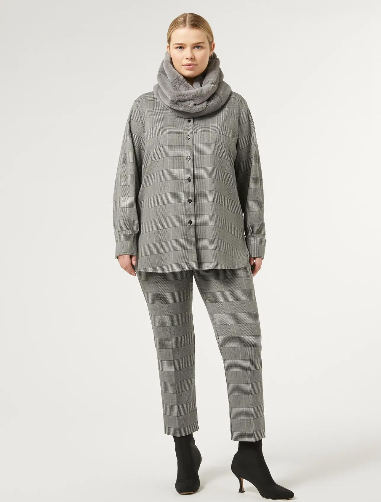 New Marina Rinaldi Prince of Wales trousers BLACK
