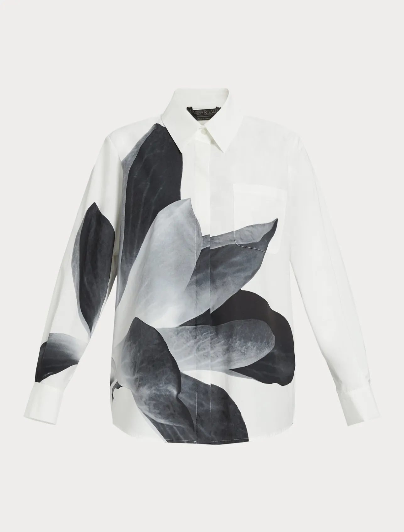 Outlet Marina Rinaldi Print-adorned poplin shirt WHITE