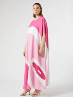 Clearance Marina Rinaldi Printed cady dress WHITE