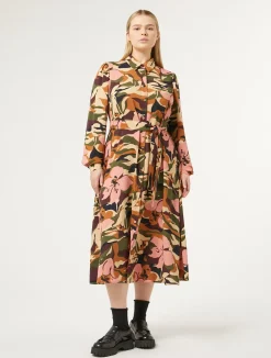 Online Marina Rinaldi Printed cady shirt dress MIDNIGHTBLUE