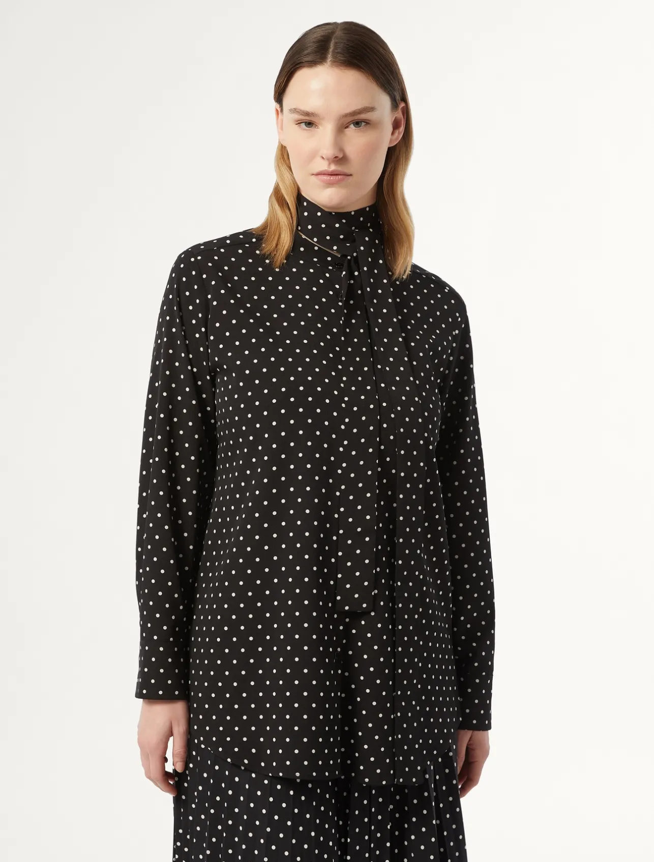 Sale Marina Rinaldi Printed crêpe de chine shirt BLACK