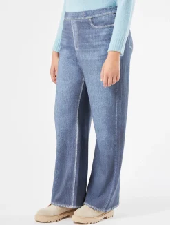 Outlet Marina Rinaldi Printed fleece trousers CORNFLOWERBLUE