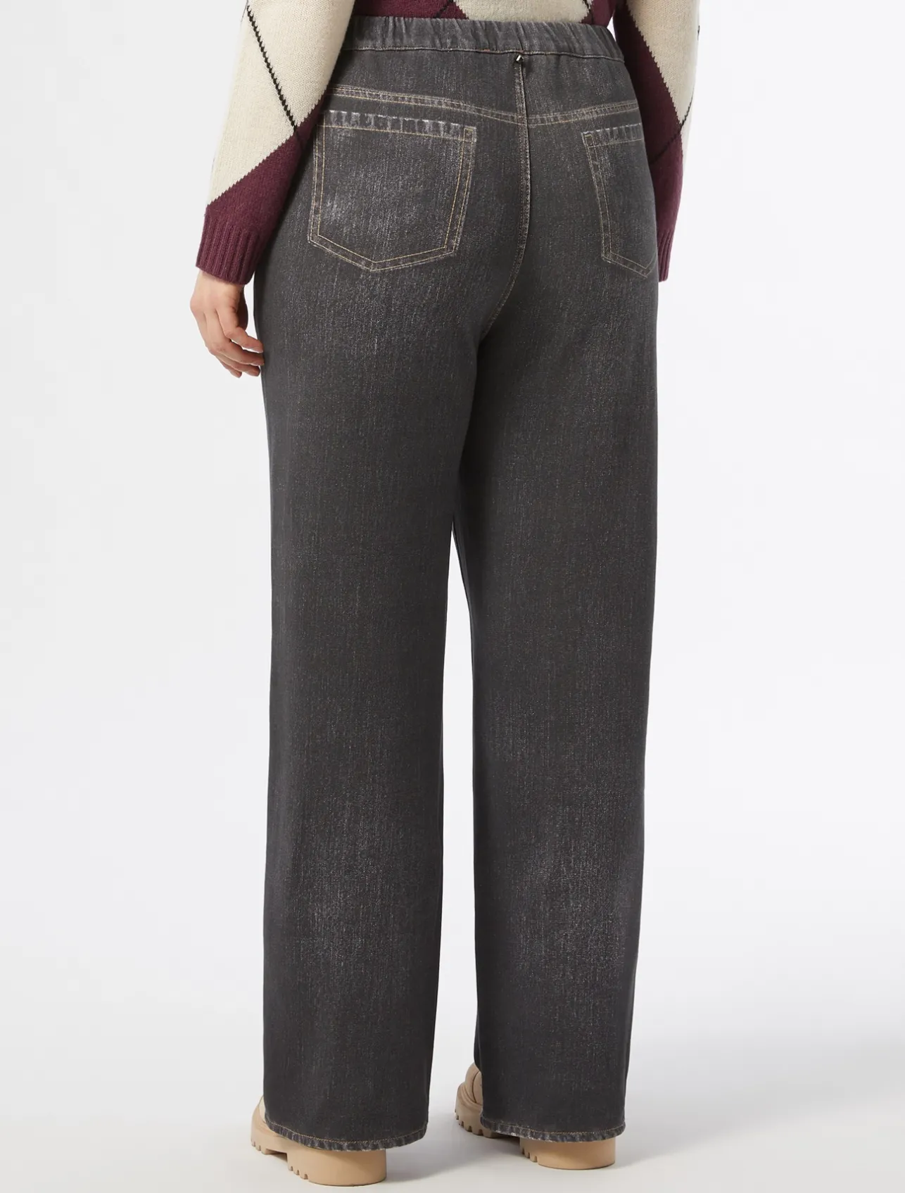 New Marina Rinaldi Printed fleece trousers BLACK