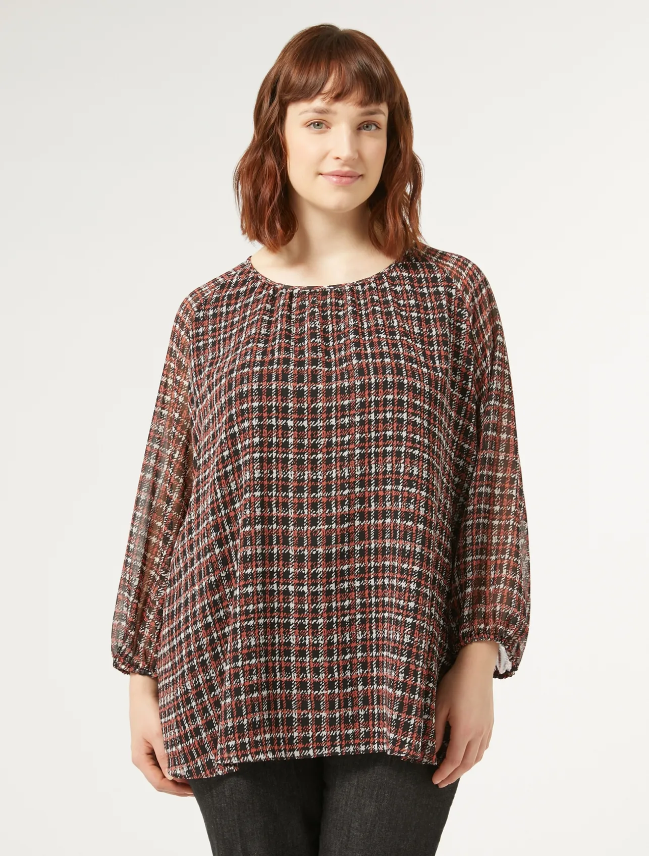 New Marina Rinaldi Printed georgette blouse BLACK