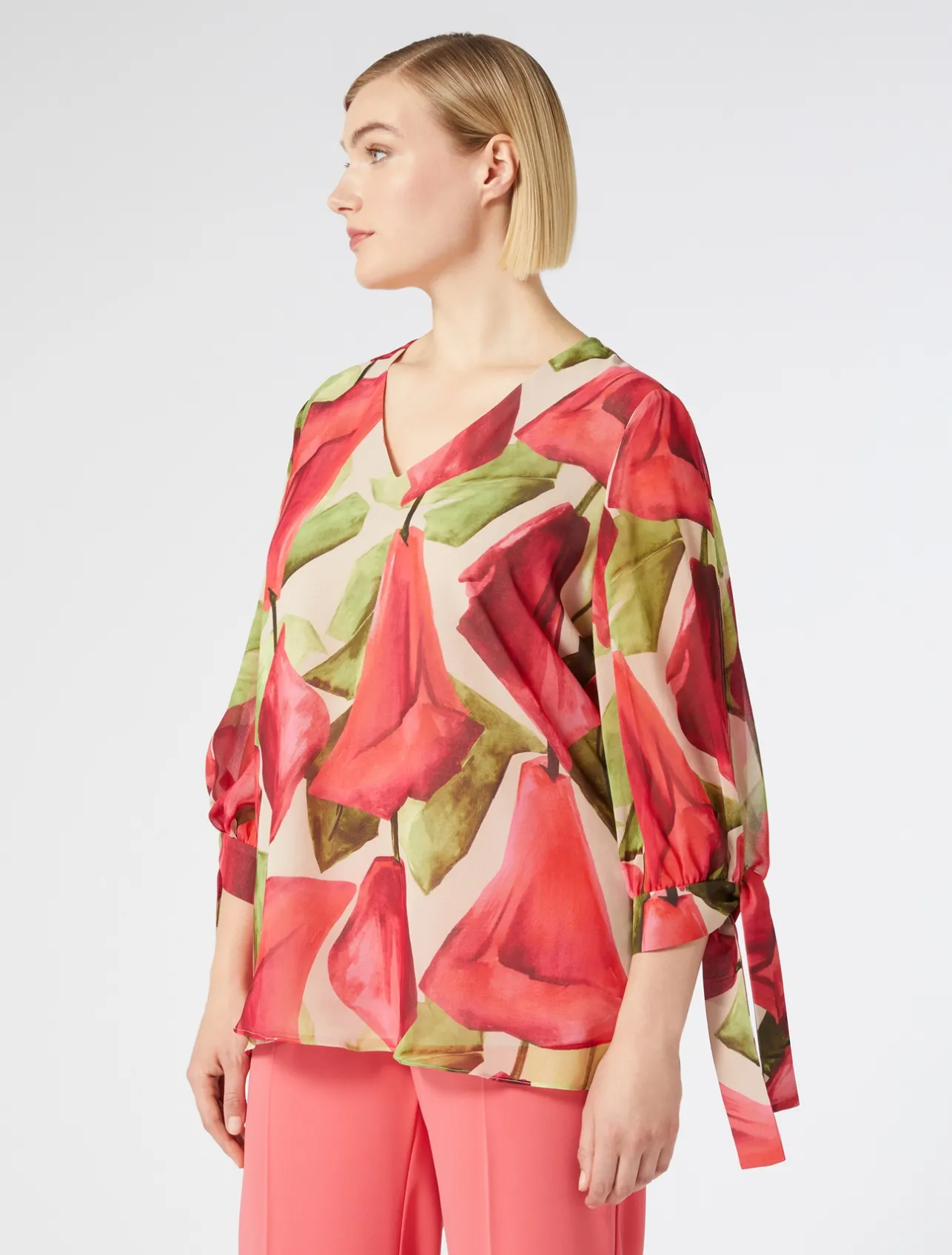 Sale Marina Rinaldi Printed georgette blouse PINK