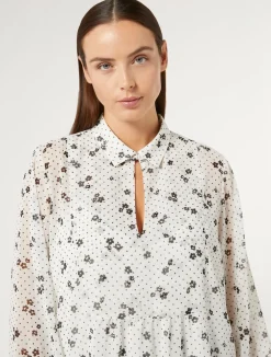 Sale Marina Rinaldi Printed georgette blouse WHITE
