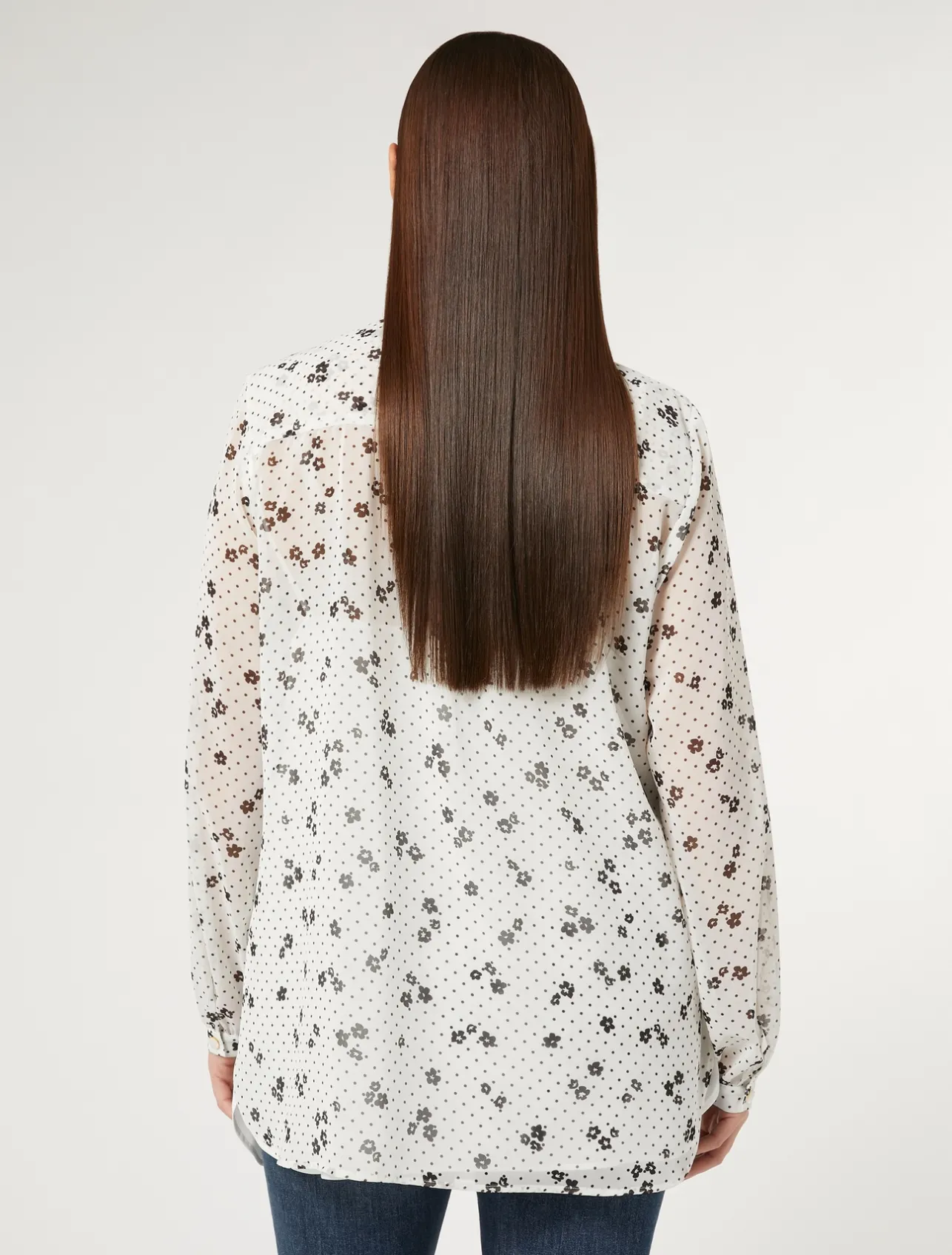 Sale Marina Rinaldi Printed georgette blouse WHITE