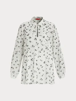 Sale Marina Rinaldi Printed georgette blouse WHITE