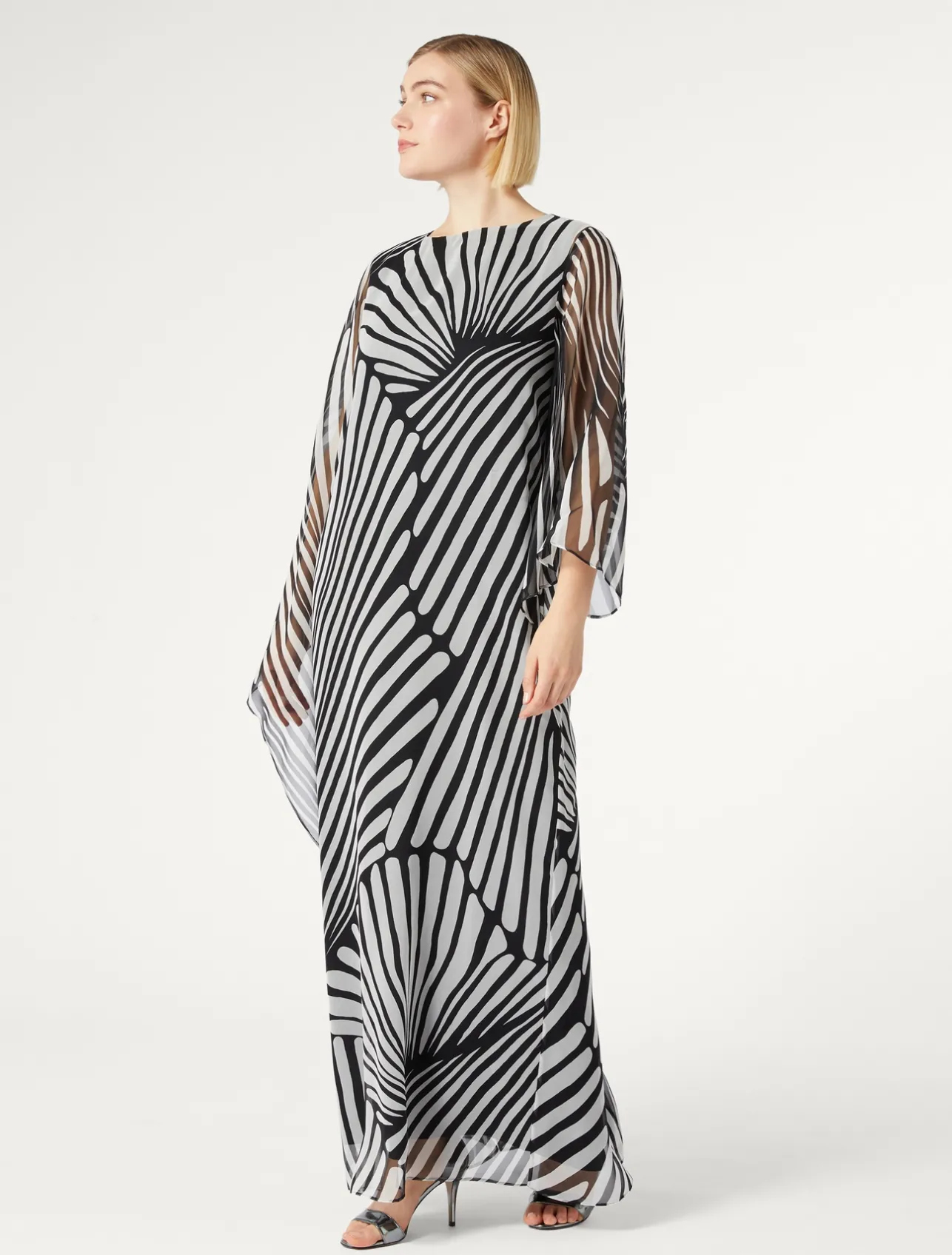 Fashion Marina Rinaldi Printed georgette dress BLACK