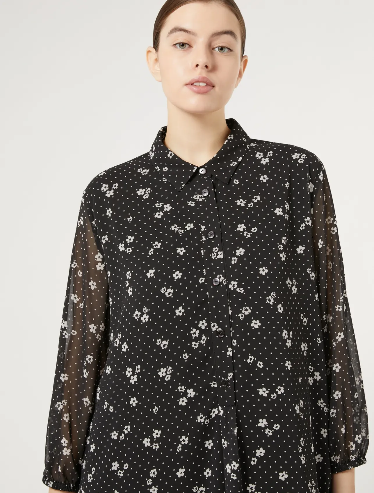 Outlet Marina Rinaldi Printed georgette dress BLACK