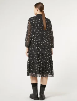 Outlet Marina Rinaldi Printed georgette dress BLACK