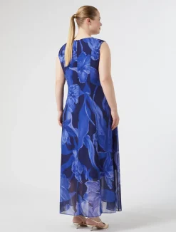 New Marina Rinaldi Printed georgette dress MIDNIGHTBLUE