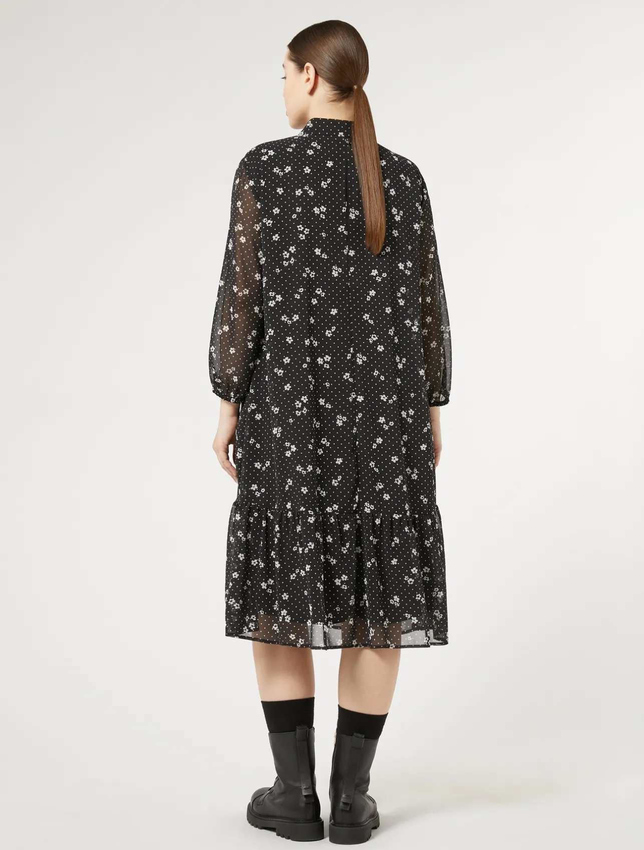 Outlet Marina Rinaldi Printed georgette dress BLACK