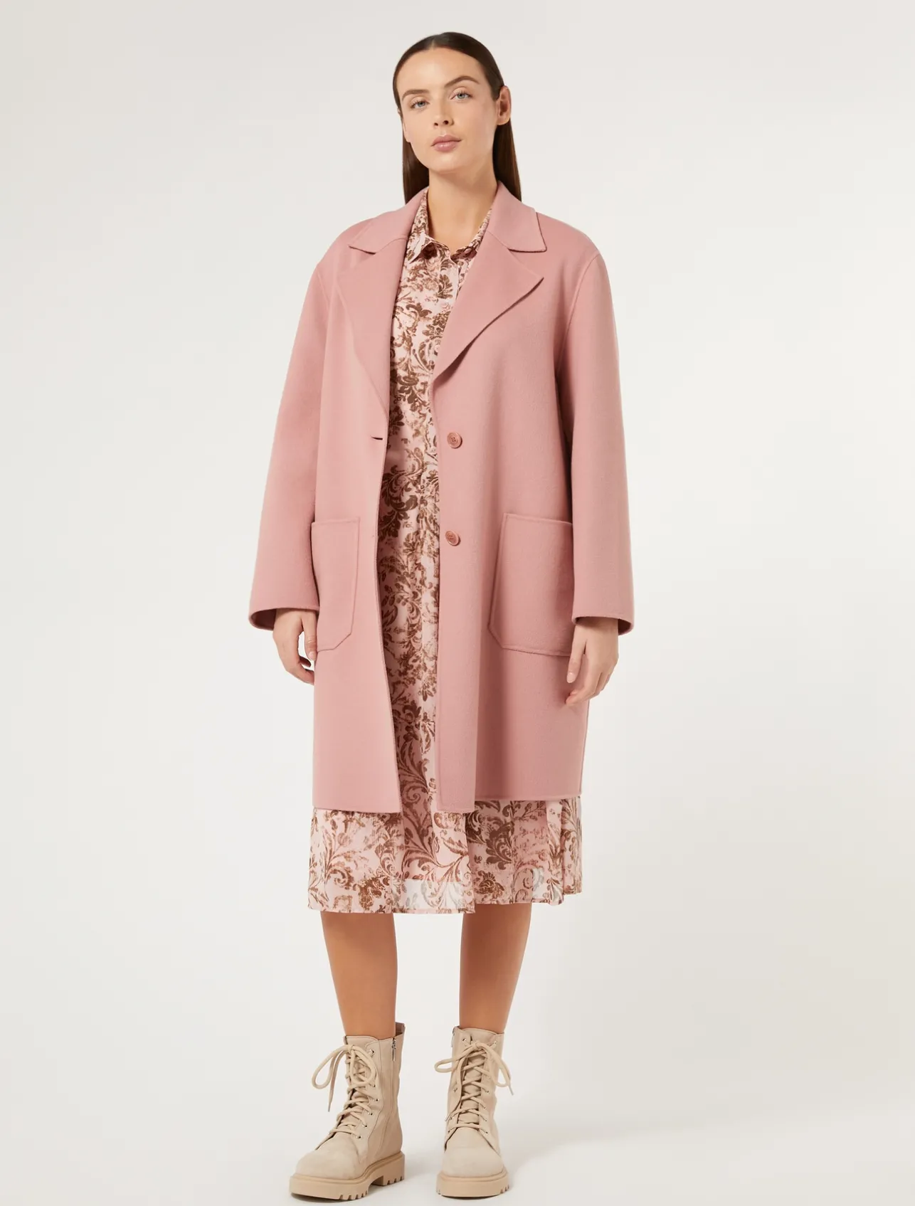 New Marina Rinaldi Printed georgette dress ANTIQUEROSE