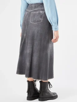 Online Marina Rinaldi Printed jersey fleece skirt BLACK