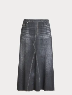 Online Marina Rinaldi Printed jersey fleece skirt BLACK