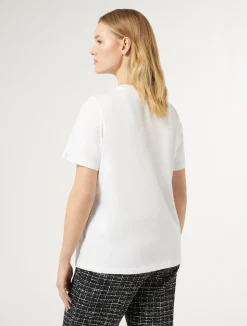 Outlet Marina Rinaldi Printed jersey T-shirt OPTICALWHITE