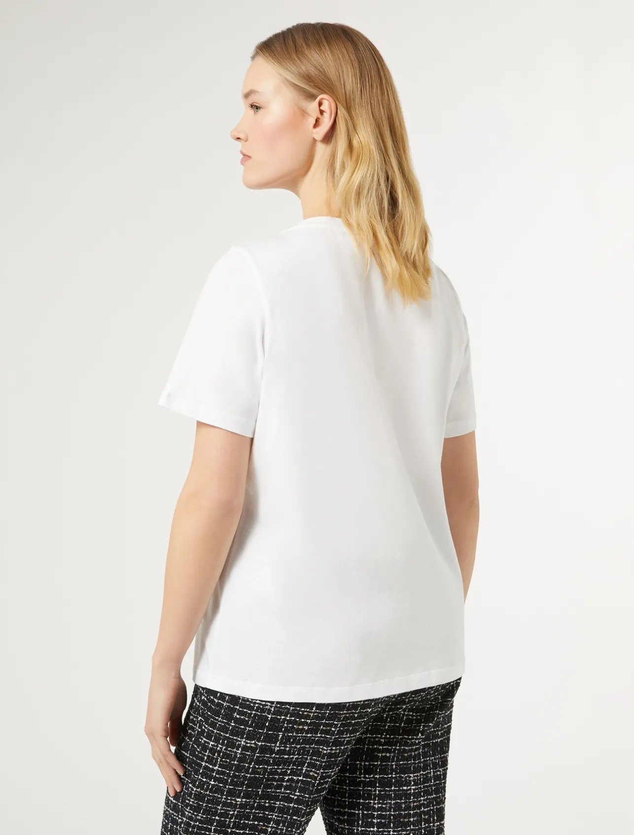 Outlet Marina Rinaldi Printed jersey T-shirt OPTICALWHITE