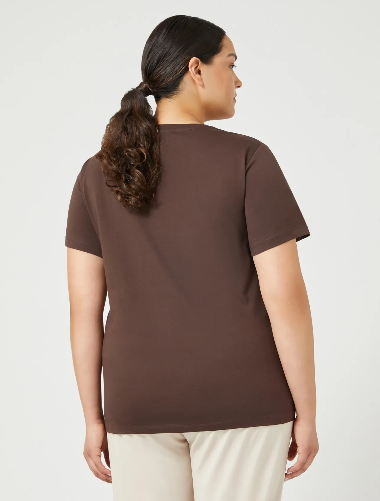 Outlet Marina Rinaldi Printed jersey T-shirt CHOCOLATE