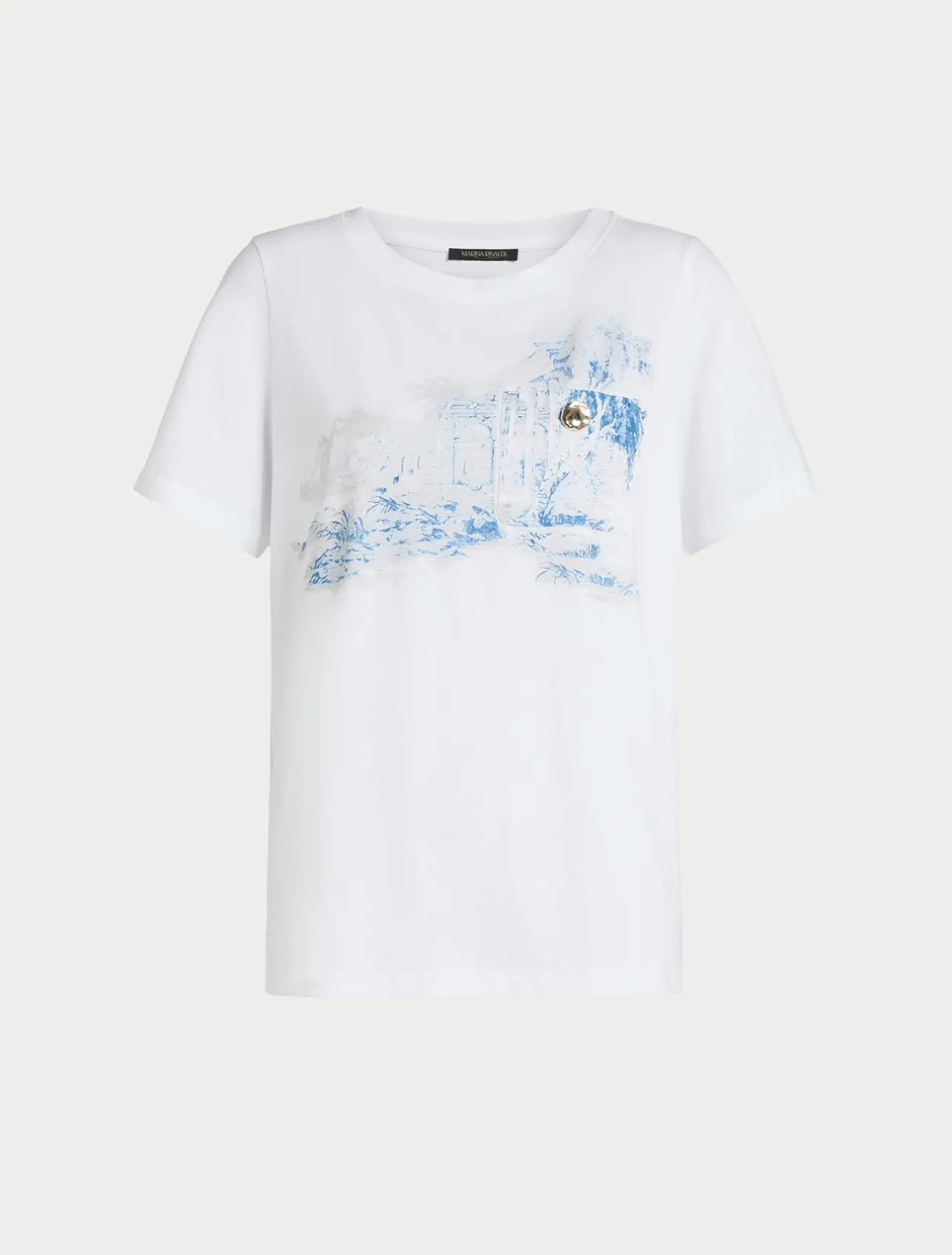 Outlet Marina Rinaldi Printed jersey T-shirt OPTICALWHITE