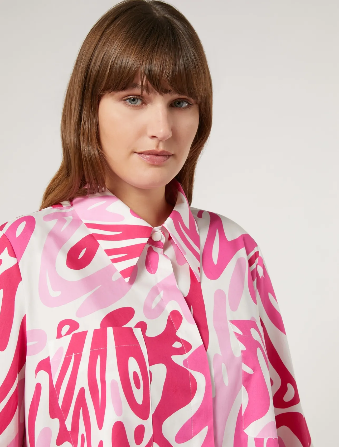 Hot Marina Rinaldi Printed poplin blouse WHITE